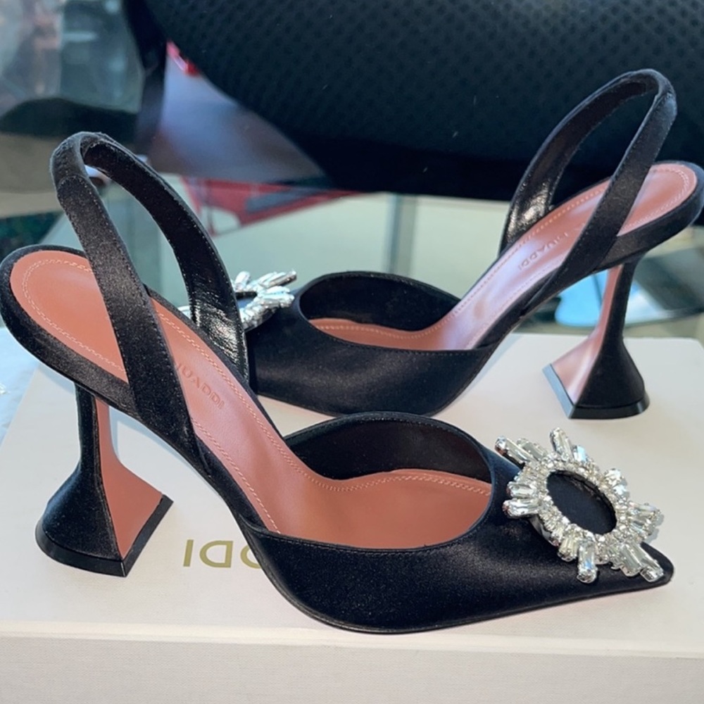 Amina Muaddi Begum Slingback Heel In Black - Picture 6 of 13